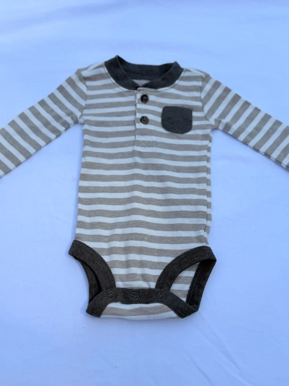 NEWBORN Carter's Brown, Cream & White Striped and Fox Print Baby Bodysuits